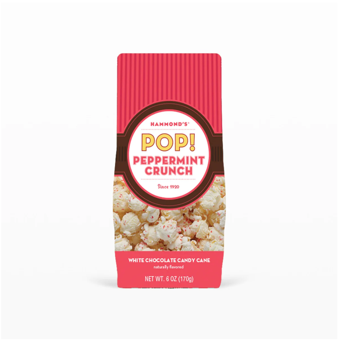 Peppermint Crunch Popcorn in White Chocolate