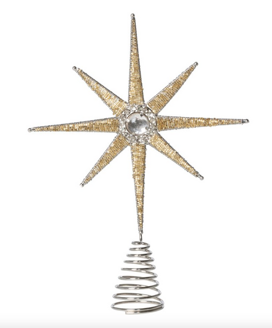 Art Deco Gold Beaded Star Tree Topper