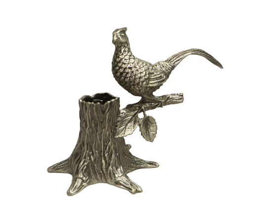 Pewter Pheasant Toothpick Holder