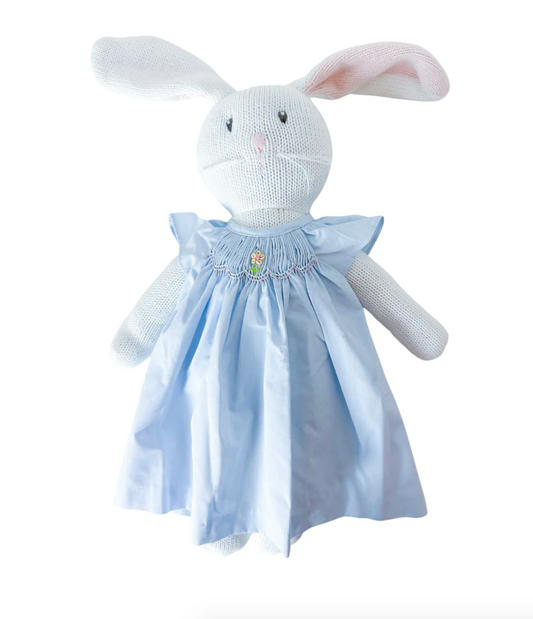 Knit Bunny with Blue Smocked Dress