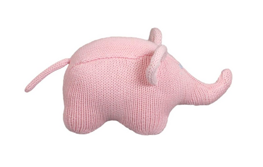 Knit Elephant Rattle -  Pink or Blue
