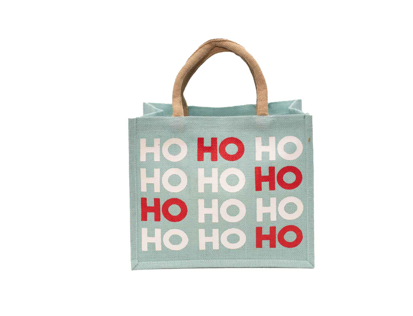 HO HO HO Gift Tote in Misty Blue