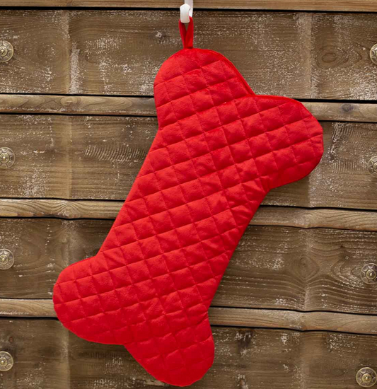 Red Quilted Dog Bone Stocking