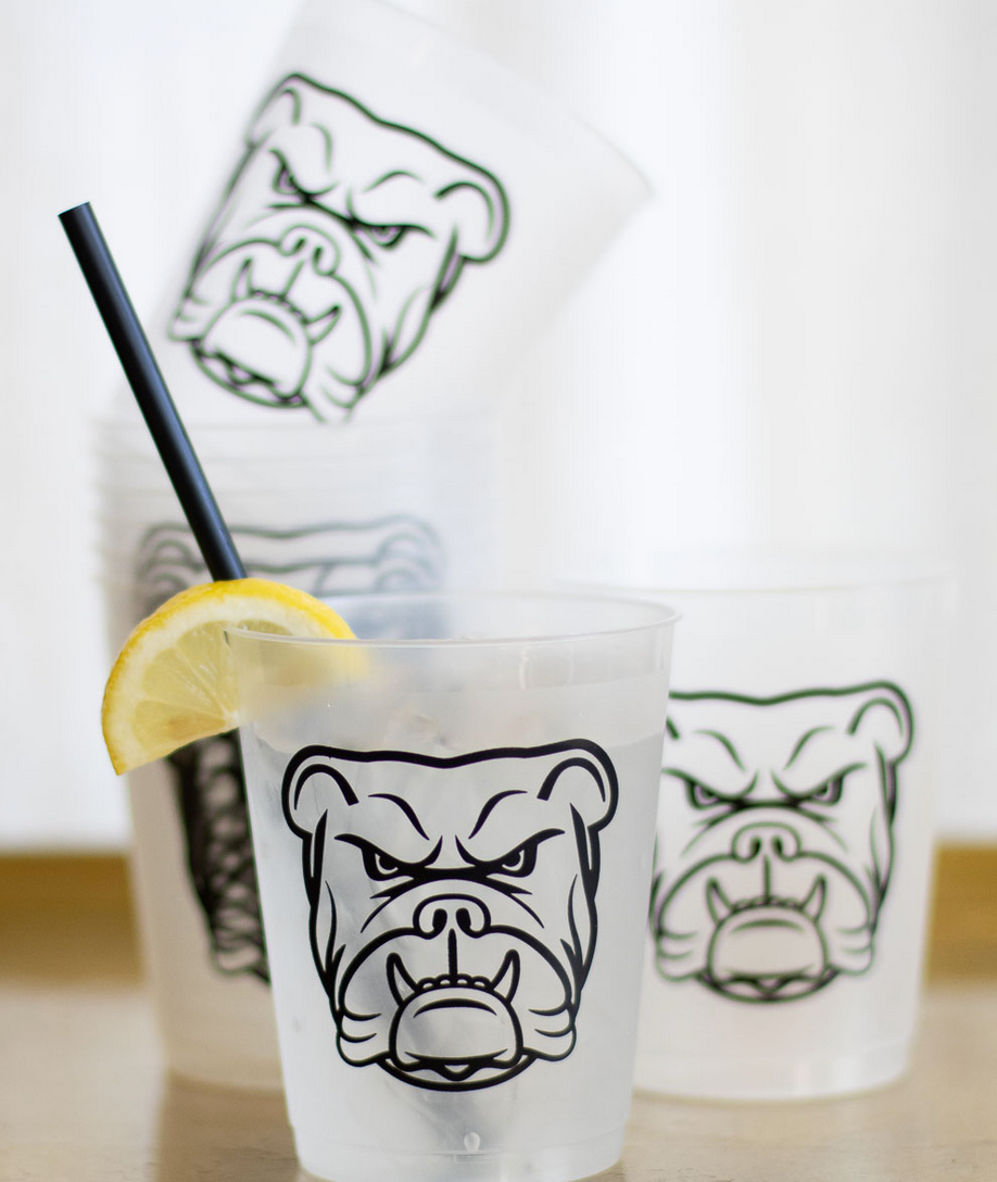 Bulldog Plastic Frosted Cups