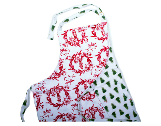 Red Toile Holiday Reversible Apron