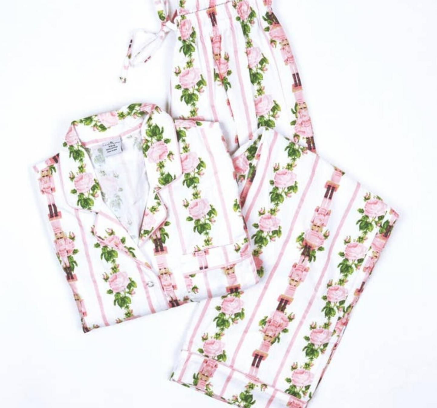 Pink Striped Flannel Nutcracker Ladies 2 Piece Pajama