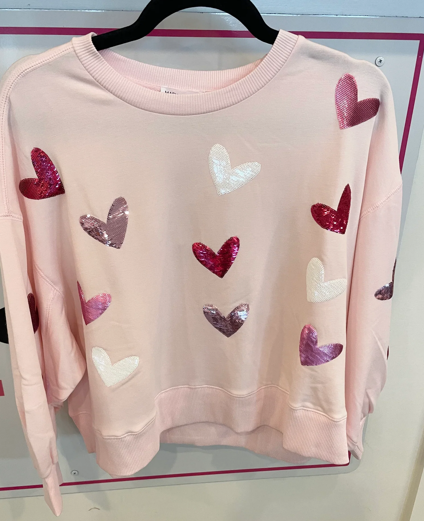 Pink Sweatshirt with Sparkle Hearts