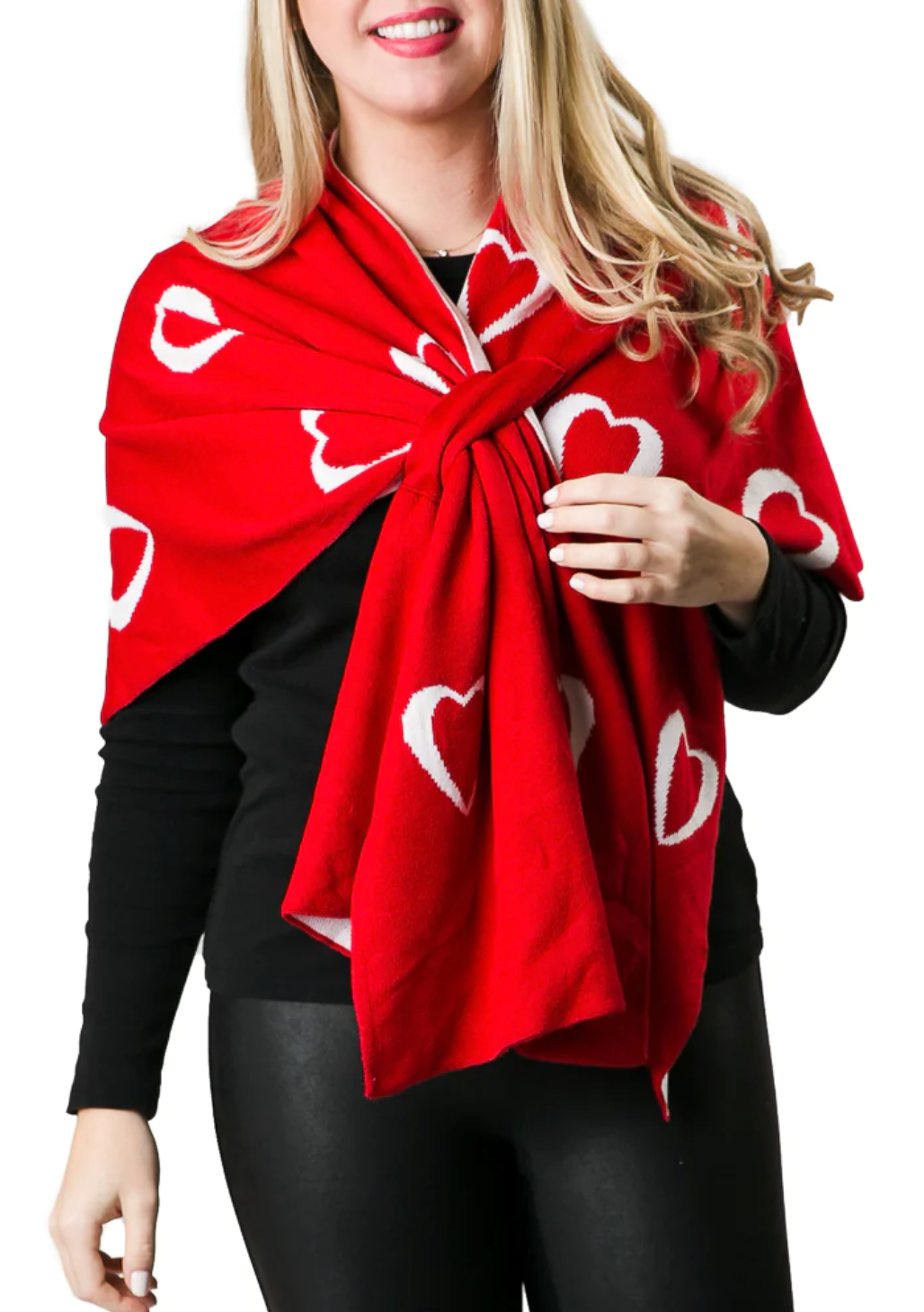 Red Wrap with White Hearts