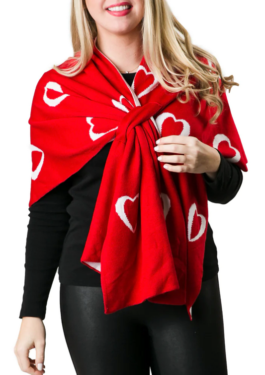 Red Wrap with White Hearts