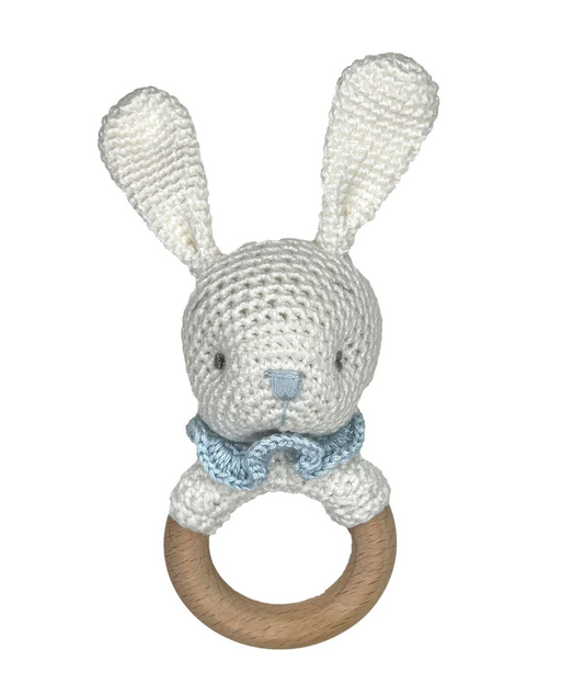 Crocheted Teether Bunny in Blue