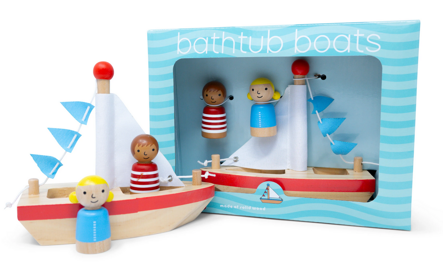Wooden Boat and Buddies Bath Toy