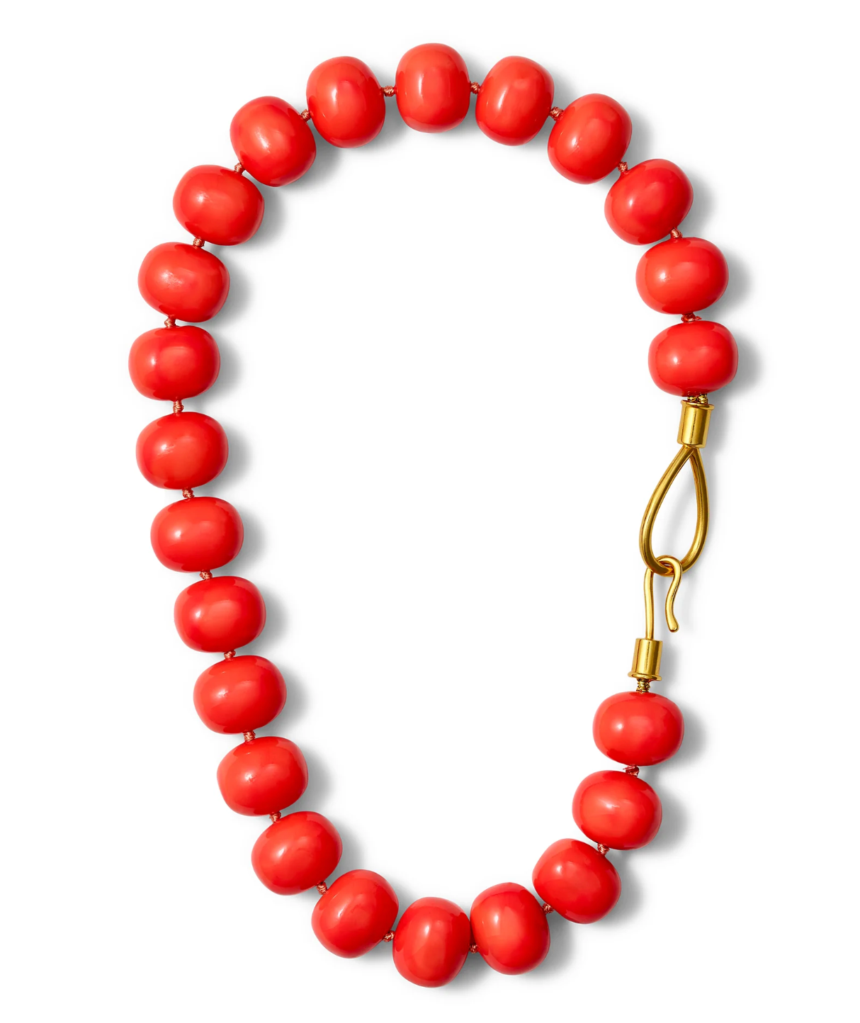 Coral Pearl Necklace with Gold Clasp