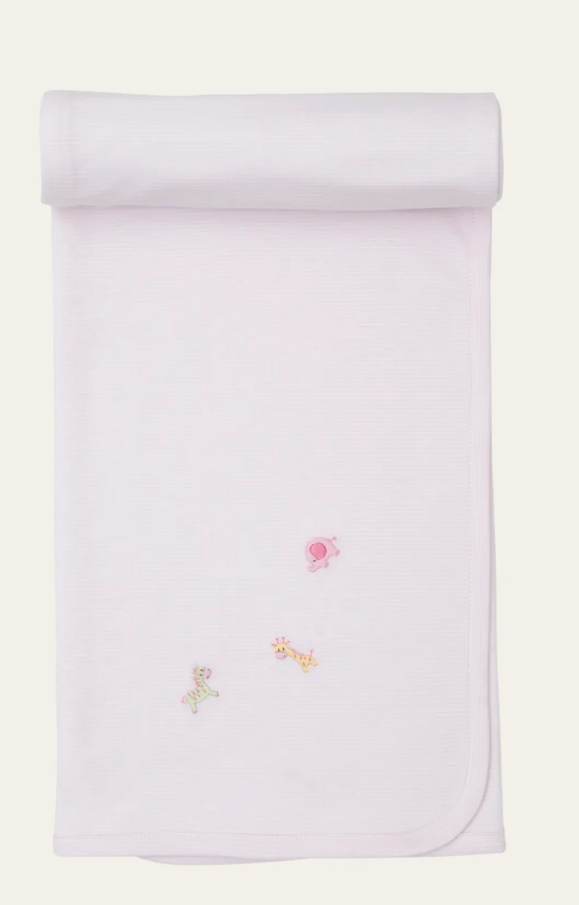 Blanket with Embroidered Jungle Animals