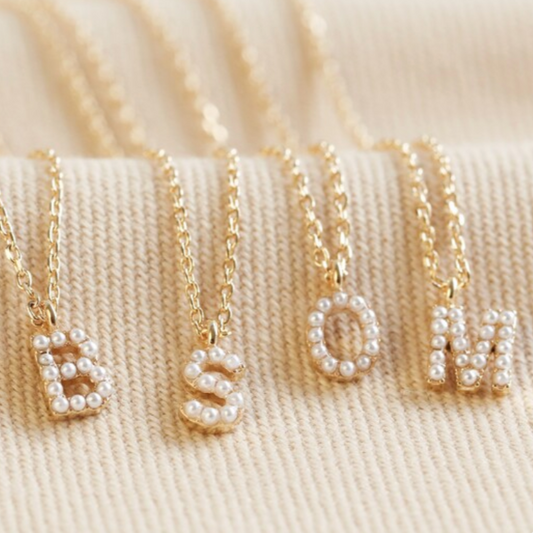 Mini Pearl Initial Necklace