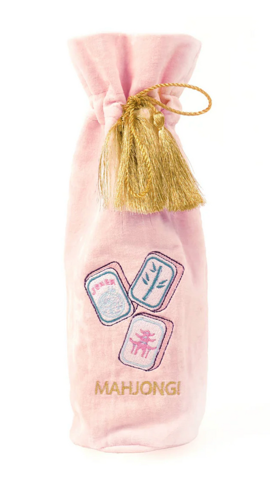 Pink Embroidered Wine Bag