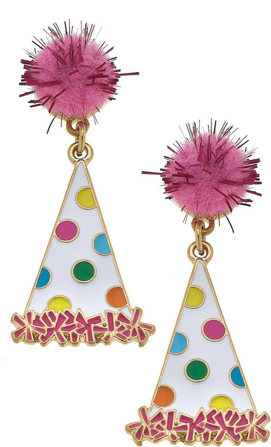 Polka Dot Party Hat Earrings