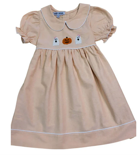 Sweet Dreams - Pumpkin & Ghost Embroidered Dress