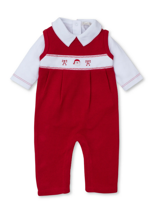 Santa Overall with White Onesie Set