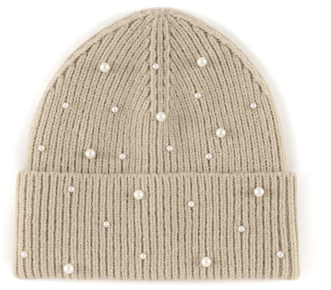 Beige or White Ladies Beanie Hat