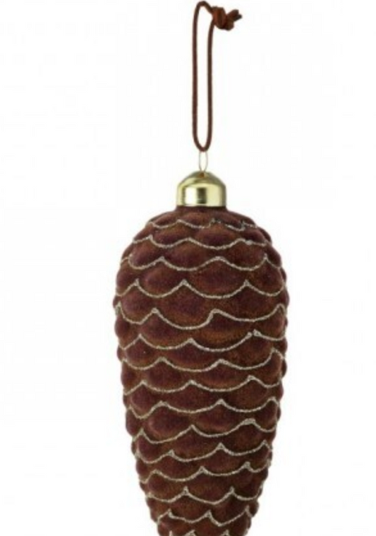 Flocked Pinecone Ornament