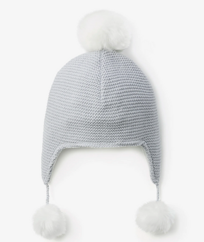 Elegant Baby - Knit Hat with Pom Poms - Pink, Blue, or White