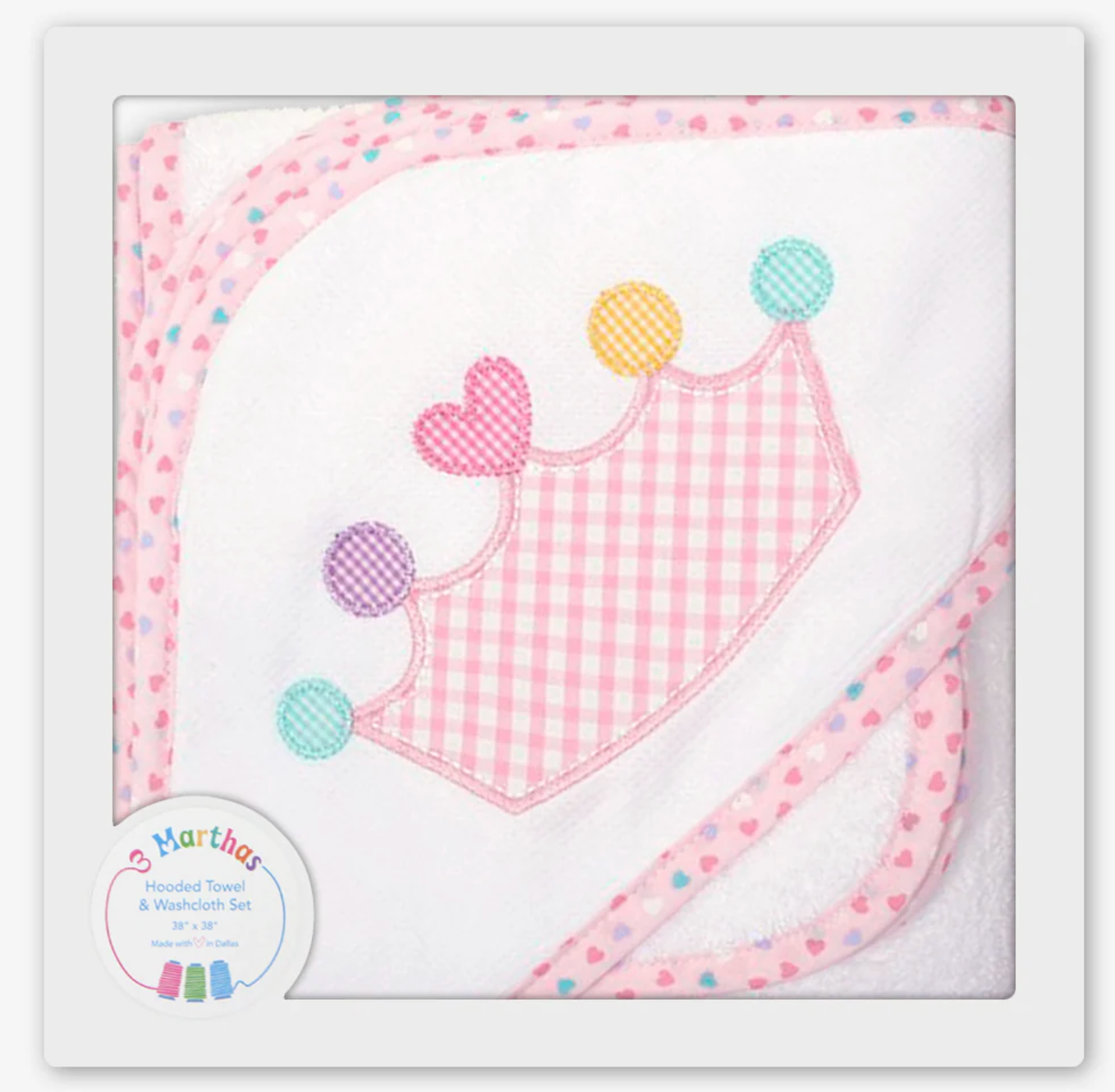 Pink Crown Hooded Towel and Wascloth Set