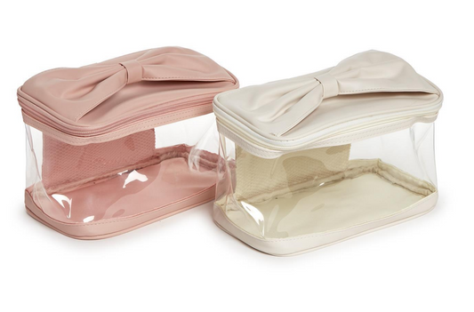 Bow on Top See Through Cosmetic and Toiletry Bag - 2 Colors