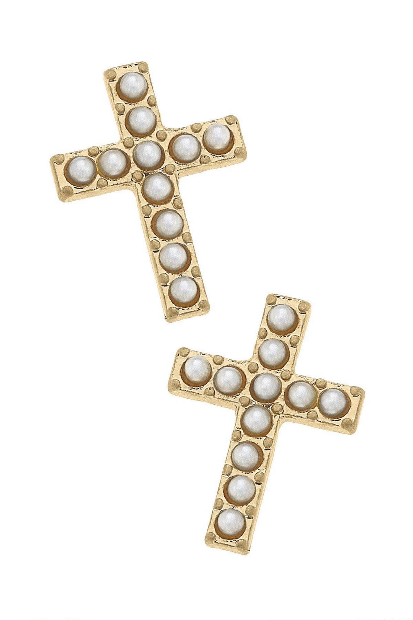 Pearl Stud Cross Earrings