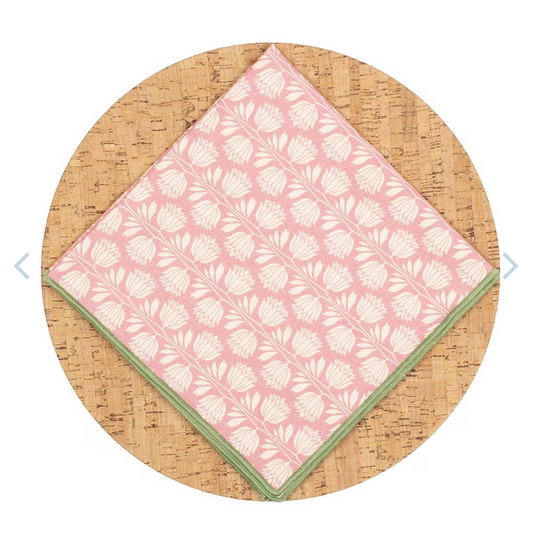 Pink Lotus Flower Cloth Napkin - Set of 4