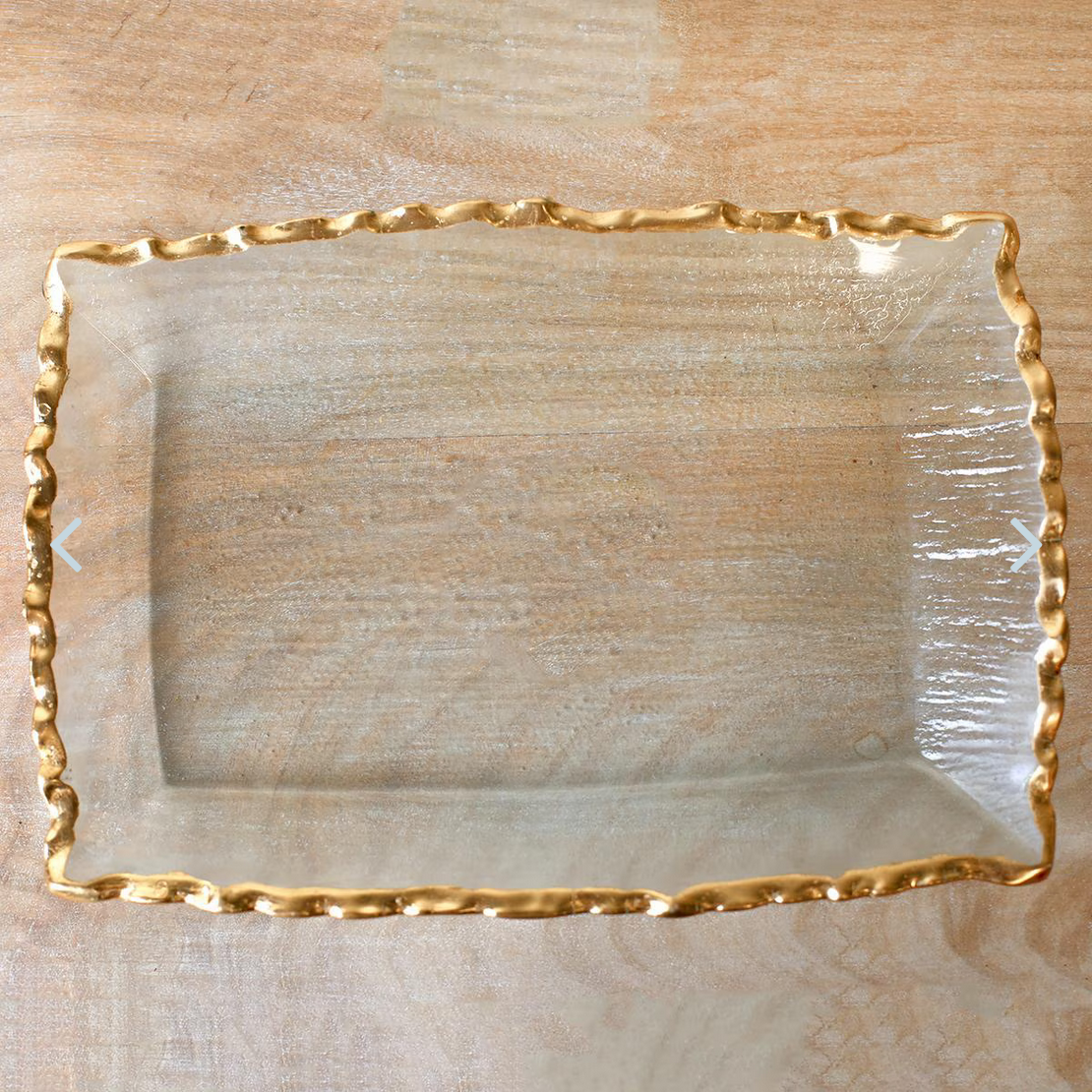 Glass Serving Tray - Clear/Gold