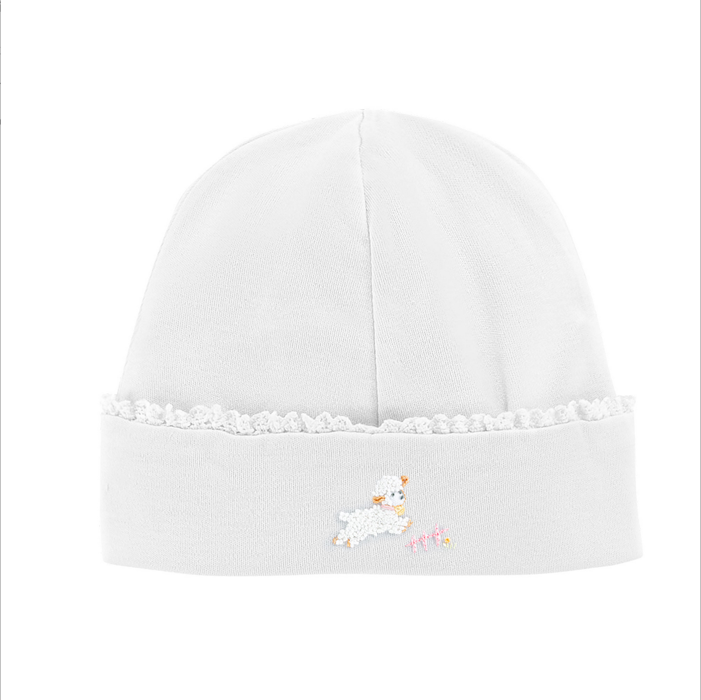 Embroidered Baby Hat with Trim