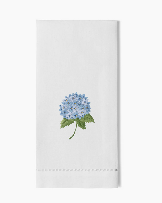 Blue Hyrangea Hand Towel - Hand Embroidered