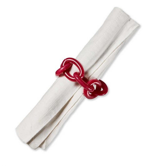 Pink Napkin Ring - Links - Set of 4