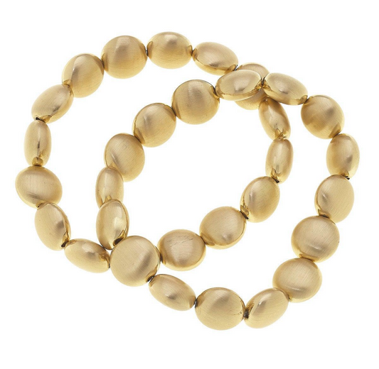 Beaded Stretch Bracelets - Satin Gold