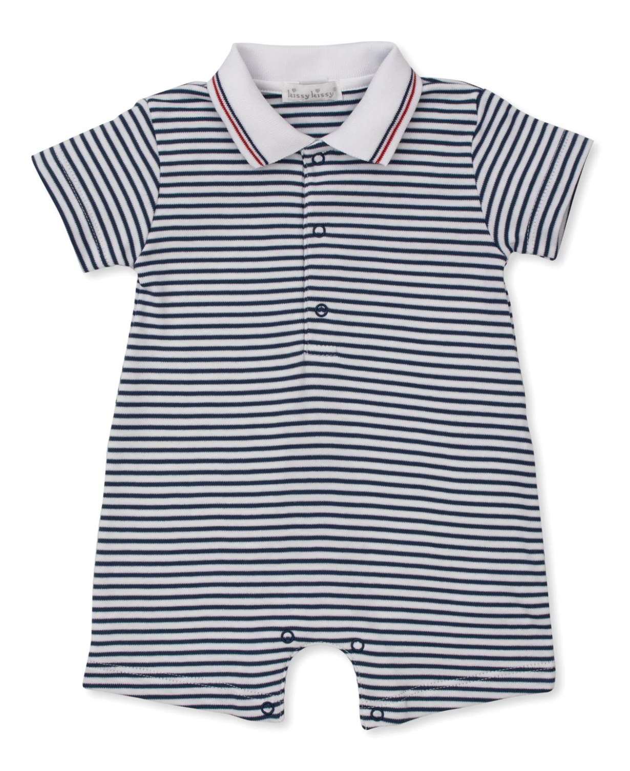 Navy Stripes - Baby Playsuit with Collar