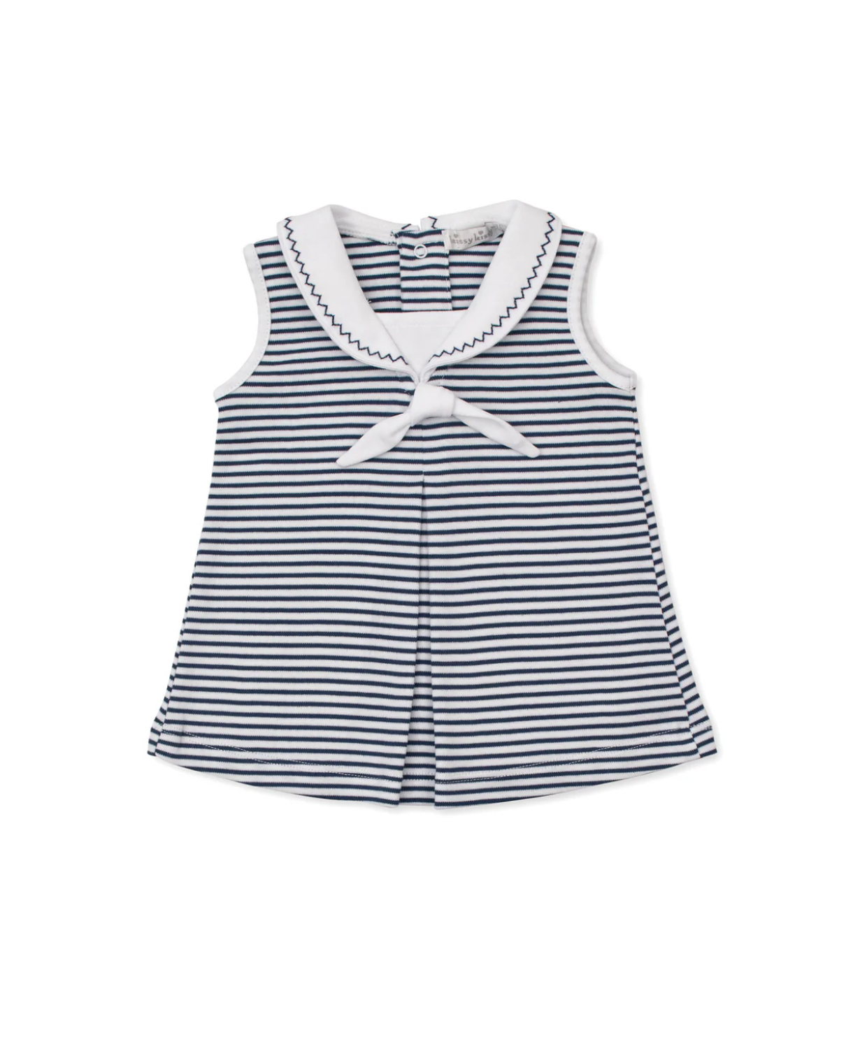 Navy Stripes - Baby Dress Set with Sailor Inspired Collar