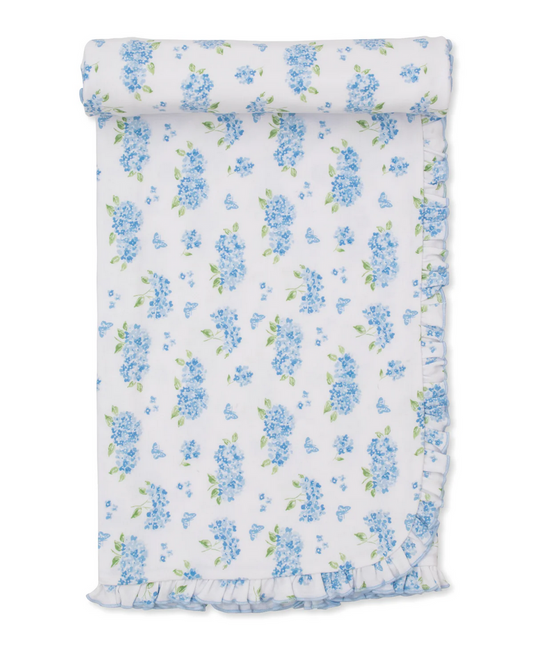 Blue Hydrangeas - Baby Blanket with Ruffle