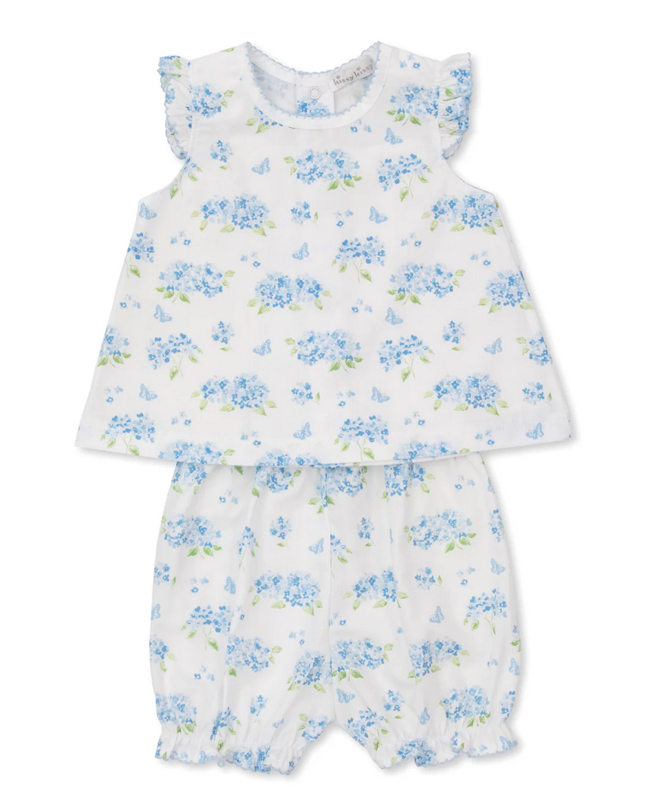 Blue Hydrangeas - Baby Sunsuit with Ruffles