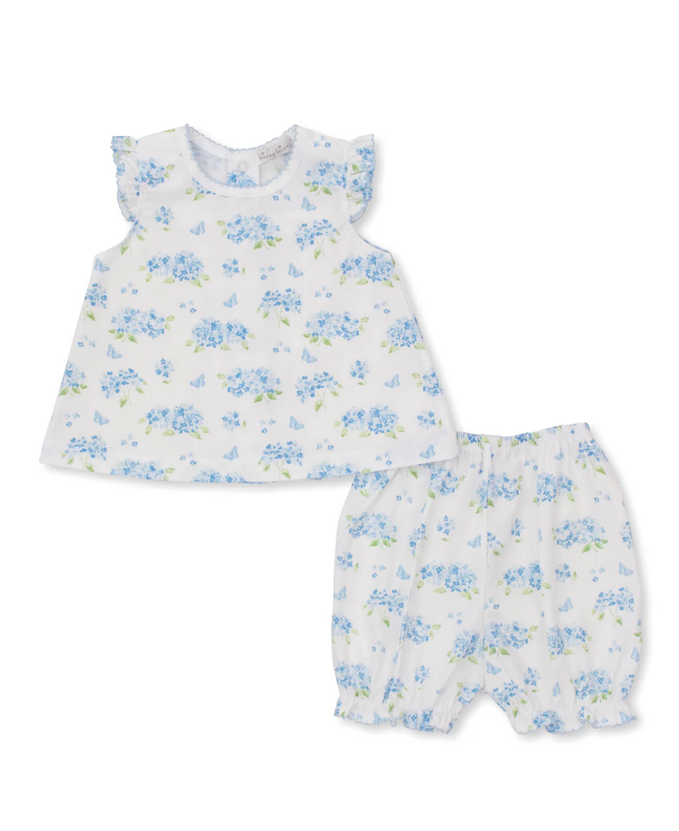 Blue Hydrangeas - Baby Sunsuit with Ruffles