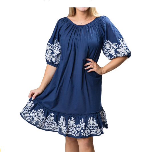 Embroidered Navy Tunic