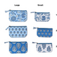 Blue Block Print Pouches - Two Sizes