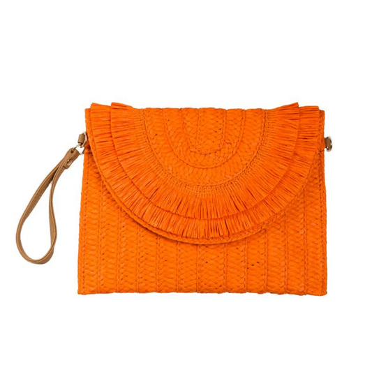 Woven Clutch with Fringe - Multiple Colors