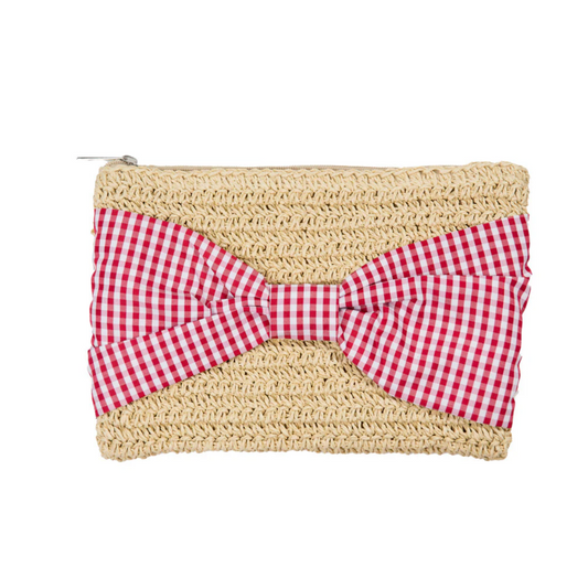 Woven Clutch Bag with Large Bow - Multiple Colors