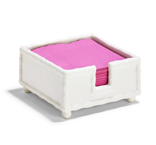 White Bamboo Cocktail Napkin Holder