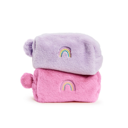 Fuzzy Rainbow Pouch - Pink or Purple