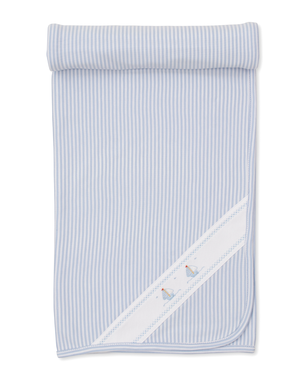 Kissy Kissy - Baby Blanket with Embroidered Sailboats - Pink or Blue