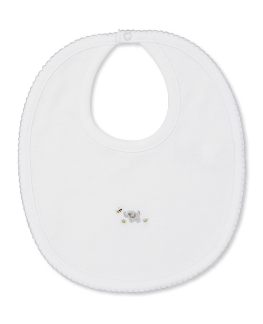 Kissy Kissy - Embroidered Elephant Bib with Stitched Edging - Three Colors