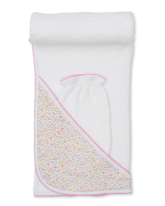 Garden Trellis Hooded Towel with Mitt Set