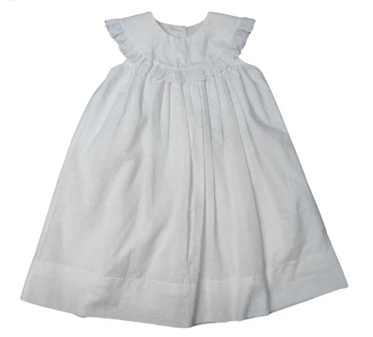 White Swiss Dot Round Collar Sleeveless Dress