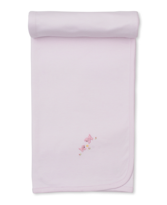 Kissy Kissy - Hand Embroidered Pups - Blanket - Pink or Blue